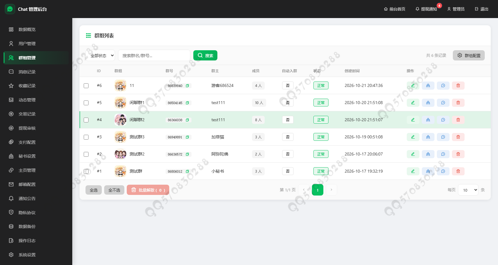 im即时通讯在线客服阅后即焚红包转账双向清理付费入群WEB+H5软件源码系统定制开发